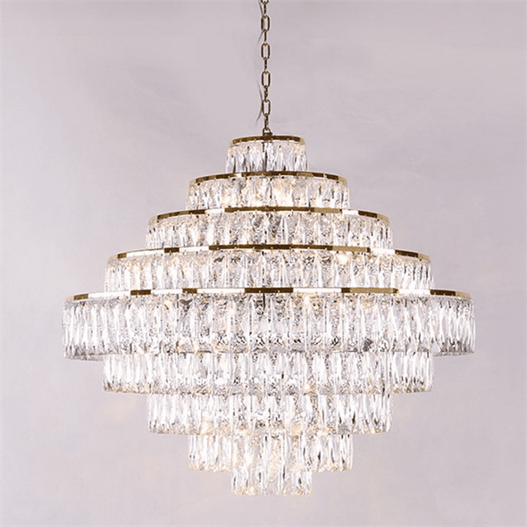 Люстра Los Angeles, Polished champagne gold Clear crystal D80*H72/172 cm - фото 24273