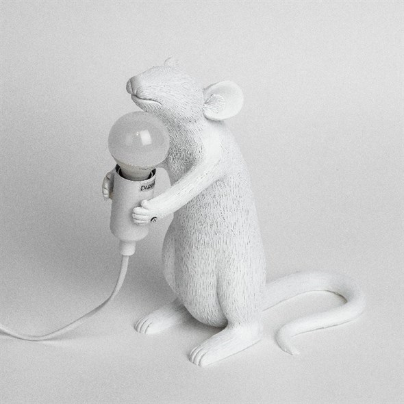 Настольная Лампа Мышь Mouse Lamp #1 H25 см Белая в стиле Seletti - фото 27258