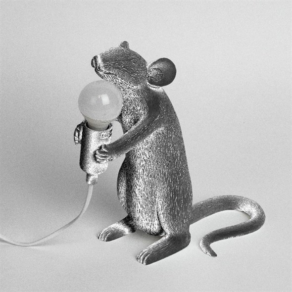 Настольная Лампа Мышь Mouse Lamp #1 H25 см Серебро в стиле Seletti - фото 27270