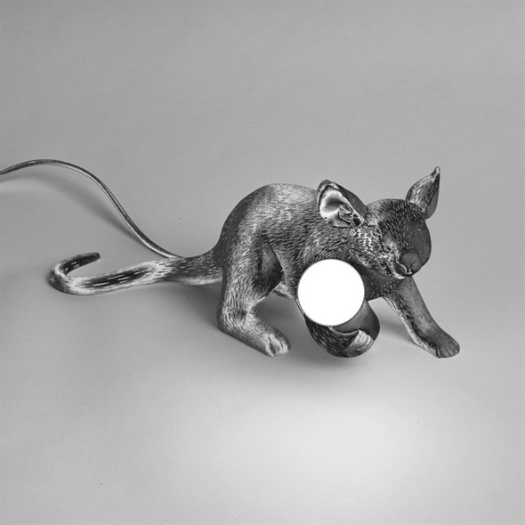 Настольная Лампа Мышь Mouse Lamp #3Н16 см Серебро в стиле Seletti - фото 27308