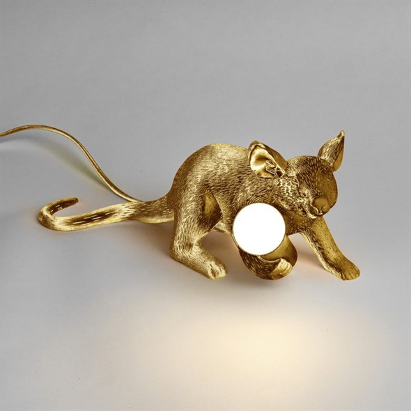 Настольная Лампа Мышь Mouse Lamp #3  Н16 см Золотая в стиле Seletti - фото 27310