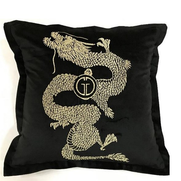 Подушка с вышивкой "Dragon" black - фото 43261