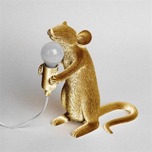 Настольная Лампа Мышь Mouse Lamp #1 H25 см Золотая в стиле Seletti