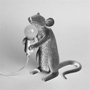 Настольная Лампа Мышь Mouse Lamp #1 H25 см Серебро в стиле Seletti