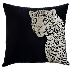 Подушка с вышивкой "Leopard" black