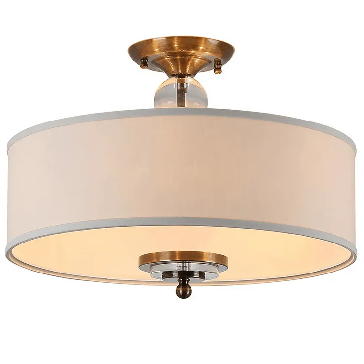 Cветильник Memphis, Black brass Clear crystal Shade beige D50*H38 cm