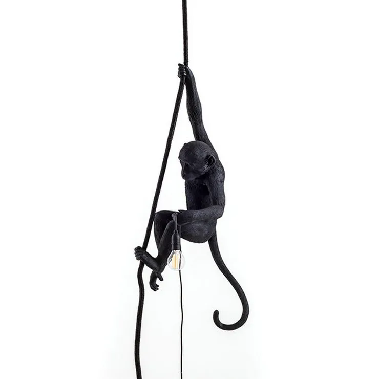 Светильник Monkey Обезьяна с Лампой Black правая в стиле Seletti