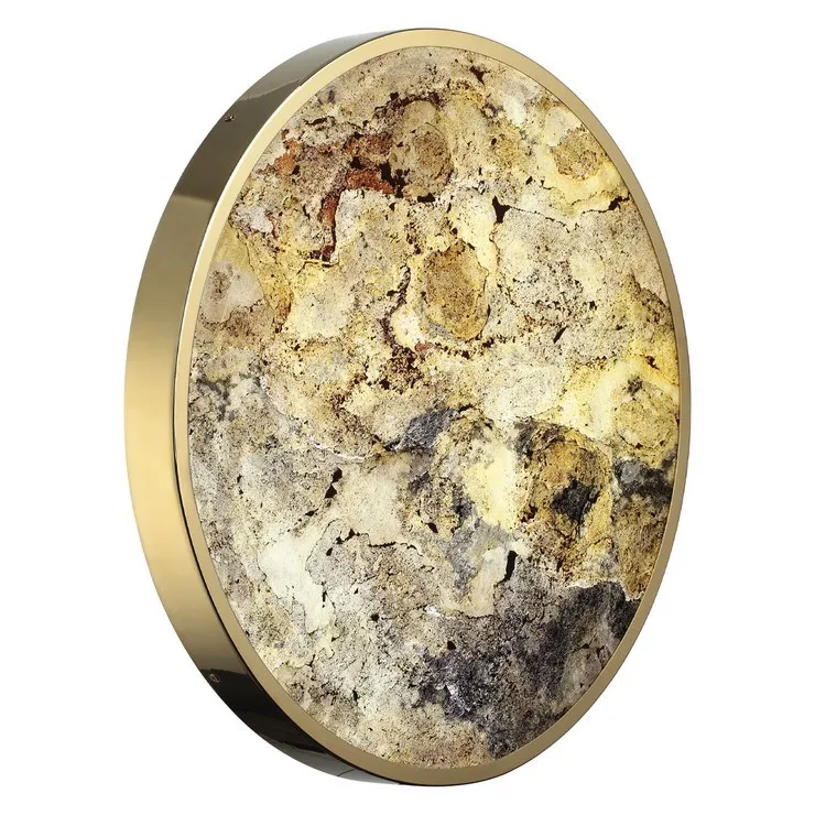 Настенно-потолочный светильник Stone Flake D60 каменный шпон золото
