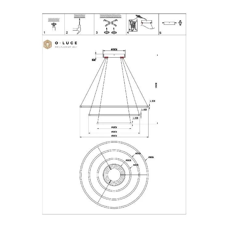 Светильник подвесной Function White D80 + D60 + D40 4000К (светит внутрь)