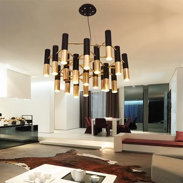 Люстра Ike 19 Lamp Черный + Золотой в стиле Delightful