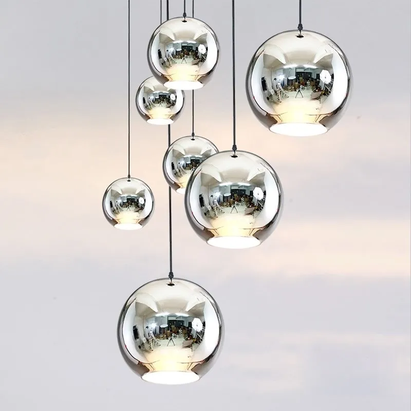Люстра Copper Shade Chrome III D25/30/35 в стиле Tom Dixon