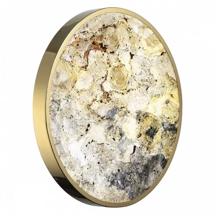 Настенно-потолочный светильник Stone Flake D60 каменный шпон золото