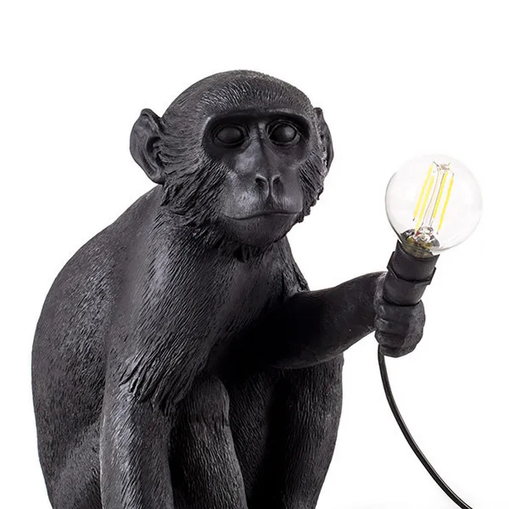 Настольная лампа Обезьяна Monkey Black Table Lamp в стиле Seletti