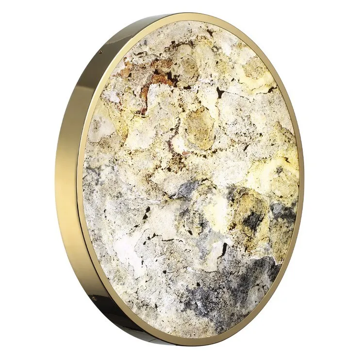 Настенно-потолочный светильник Stone Flake D60 каменный шпон золото