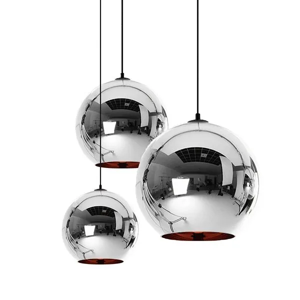 Люстра Copper Shade Chrome IV D20/30/45 в стиле Tom Dixon
