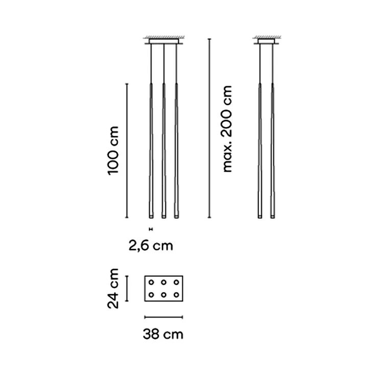 Люстра Slim 6 Black Rectangle в стиле Vibia