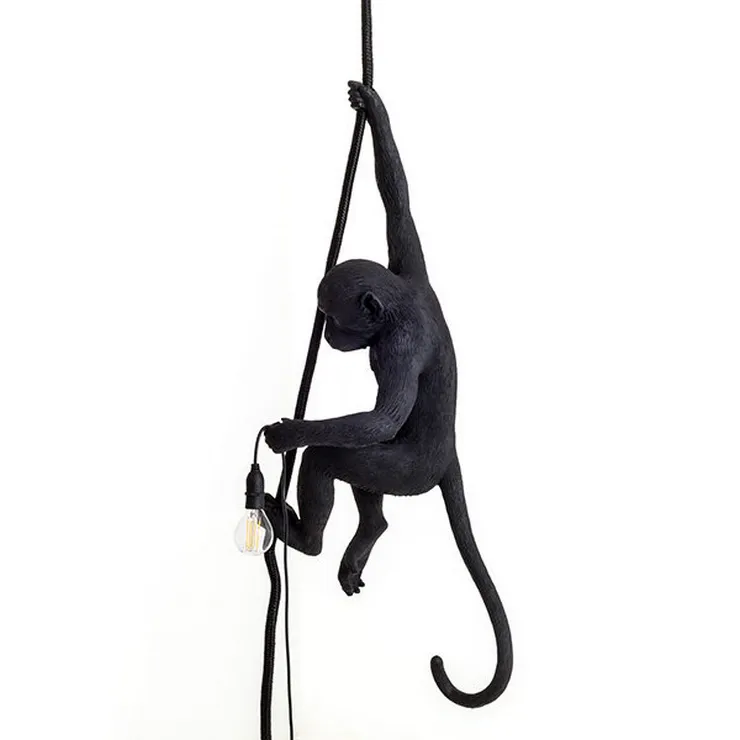 Светильник Monkey Обезьяна с Лампой Black правая в стиле Seletti