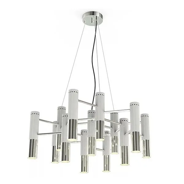 Люстра Ike 19 Lamp Белый+Серебряный в стиле Delightful