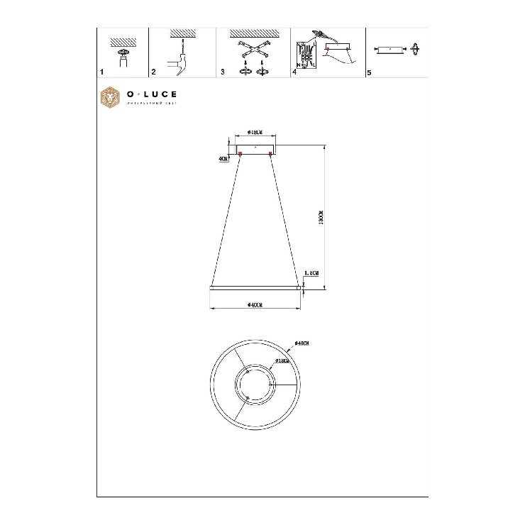Светильник подвесной Function Gold D40 4000К (светит наружу)