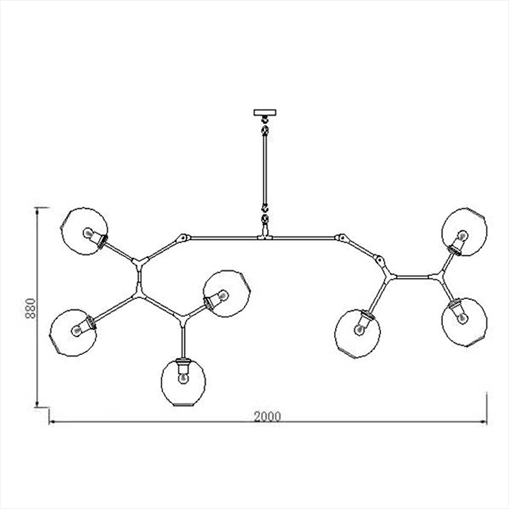 Люстра Branching Bubbles 7 Long Gold в стиле Lindsey Adelman